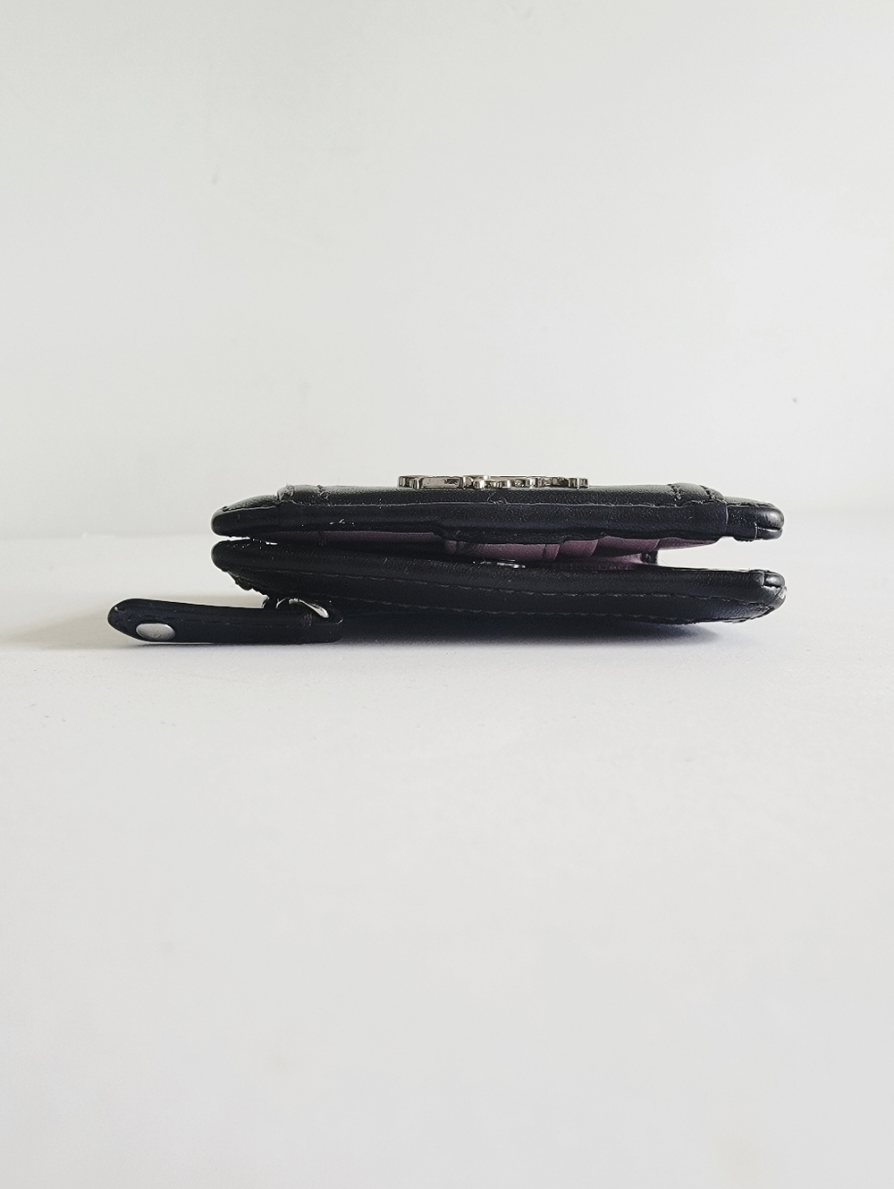 COACH Mini Small Black Leather Bifold Wallet with Horse & Carriage Logo Tiny - Picture 5 of 16